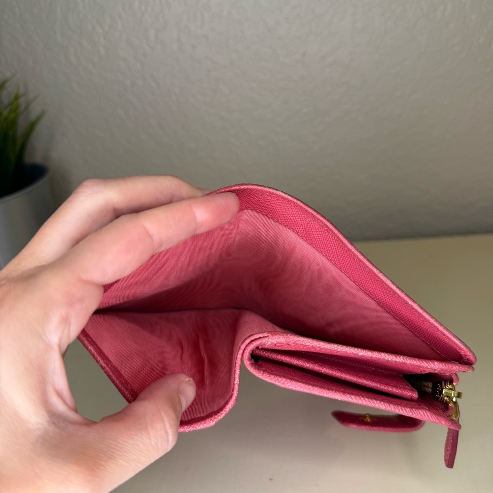 PRADA - Saffiano Leather Bifold Wallet - Pink - 62A - Picture 13 of 16